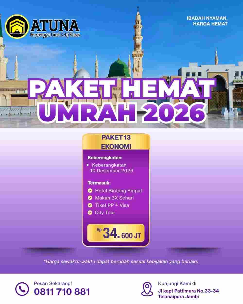 10 Des Umroh 2026 13 Hari